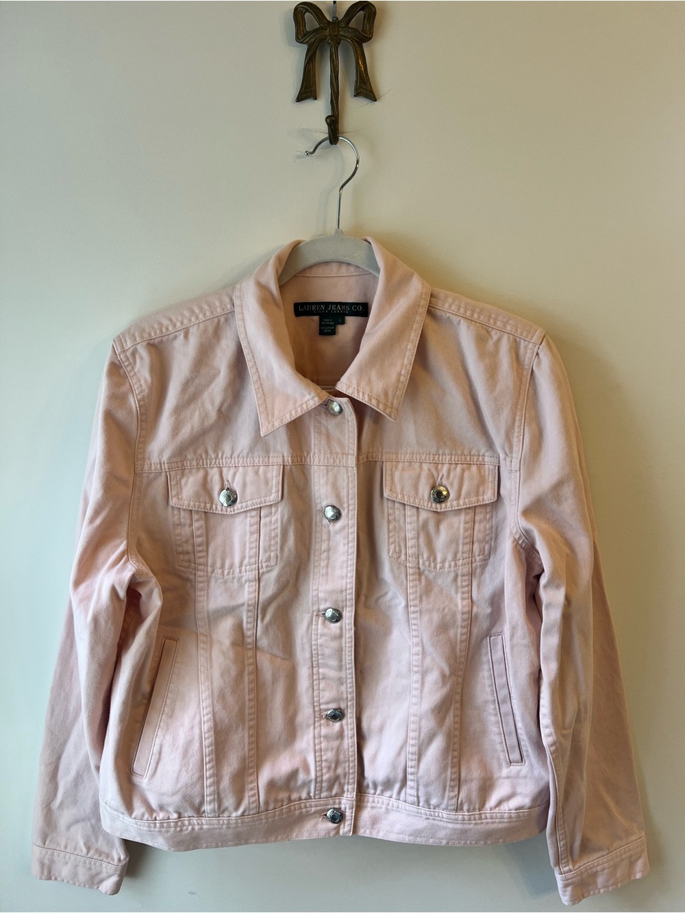Lauren Ralph Lauren Jeans Co Size Large Pink Classic Denim Trucker Jean Jacket